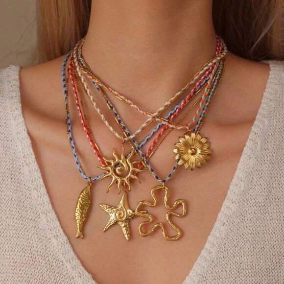 boho Sun Pendant Necklace A1500 - Picture 2 of 4